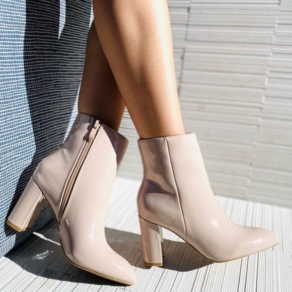 Beige Pointed Toe Bootie - Picture 2 of 7